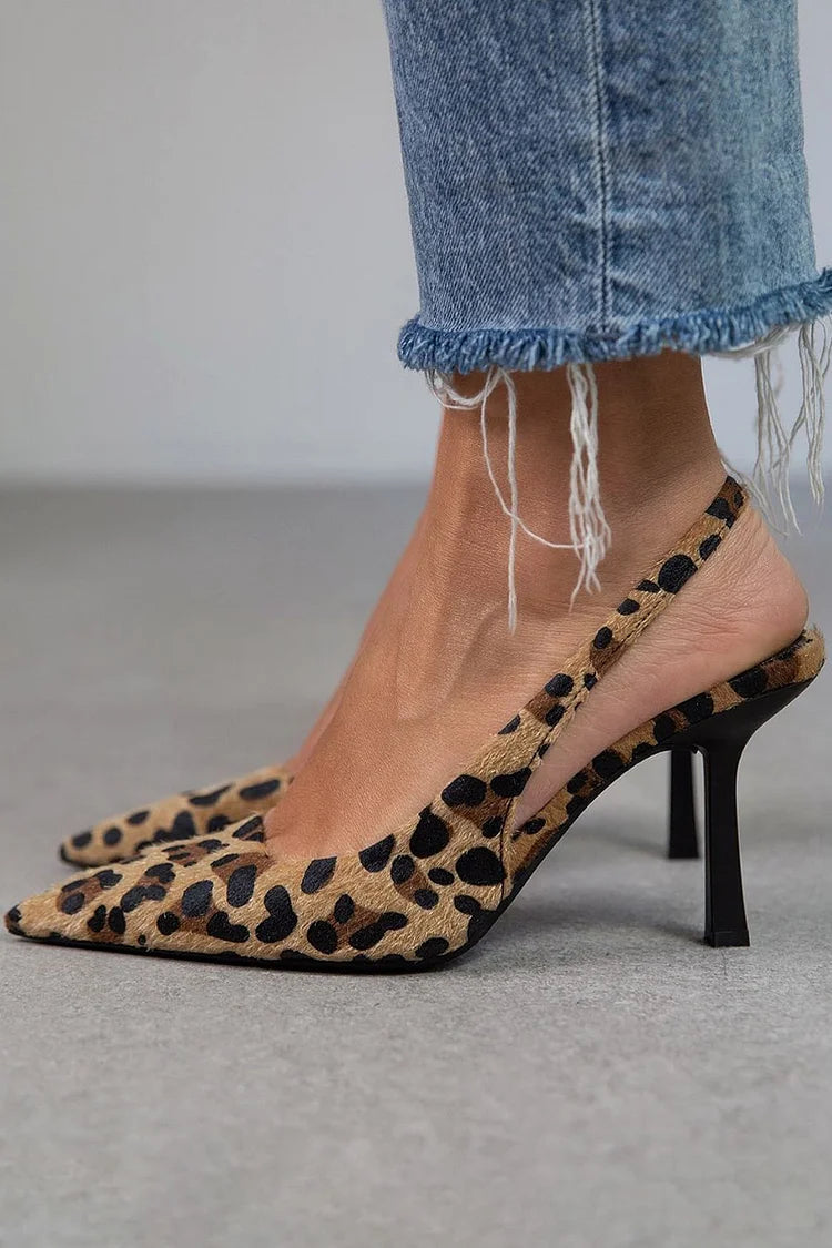 HARPER | Leopard slingback heels with stiletto heel