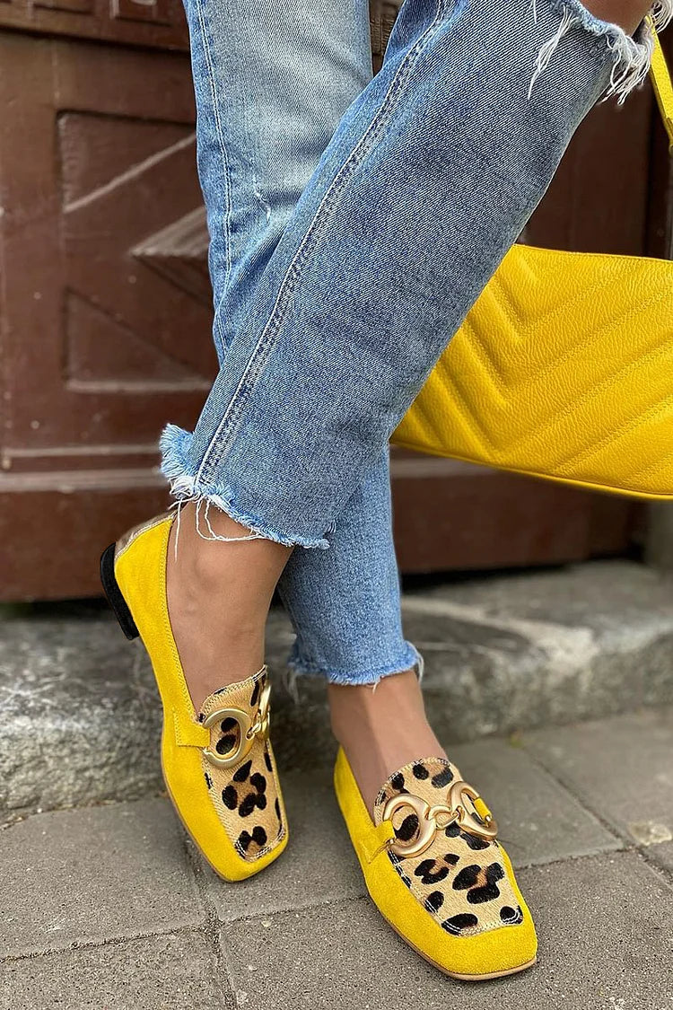 HARPER | Loafer with animal print toe and gold hardware