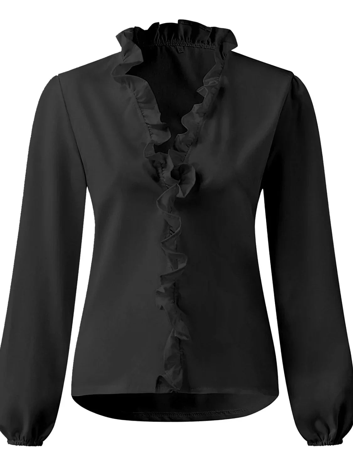 MAISIE | Blouse with ruffled V-neck detail
