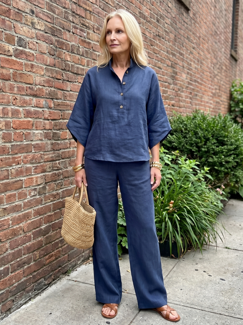 AMITY | Set with button-front tunic top