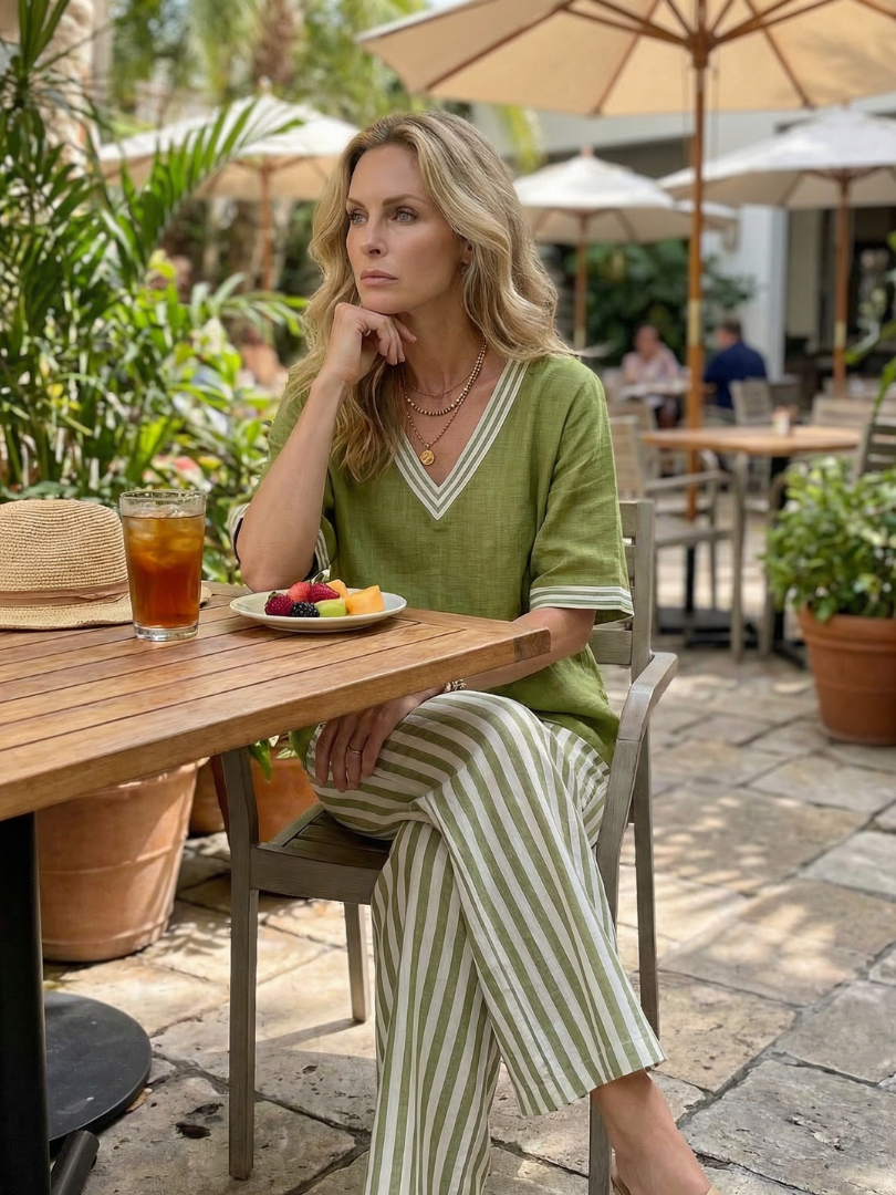WREN | Set with wide-leg striped pants