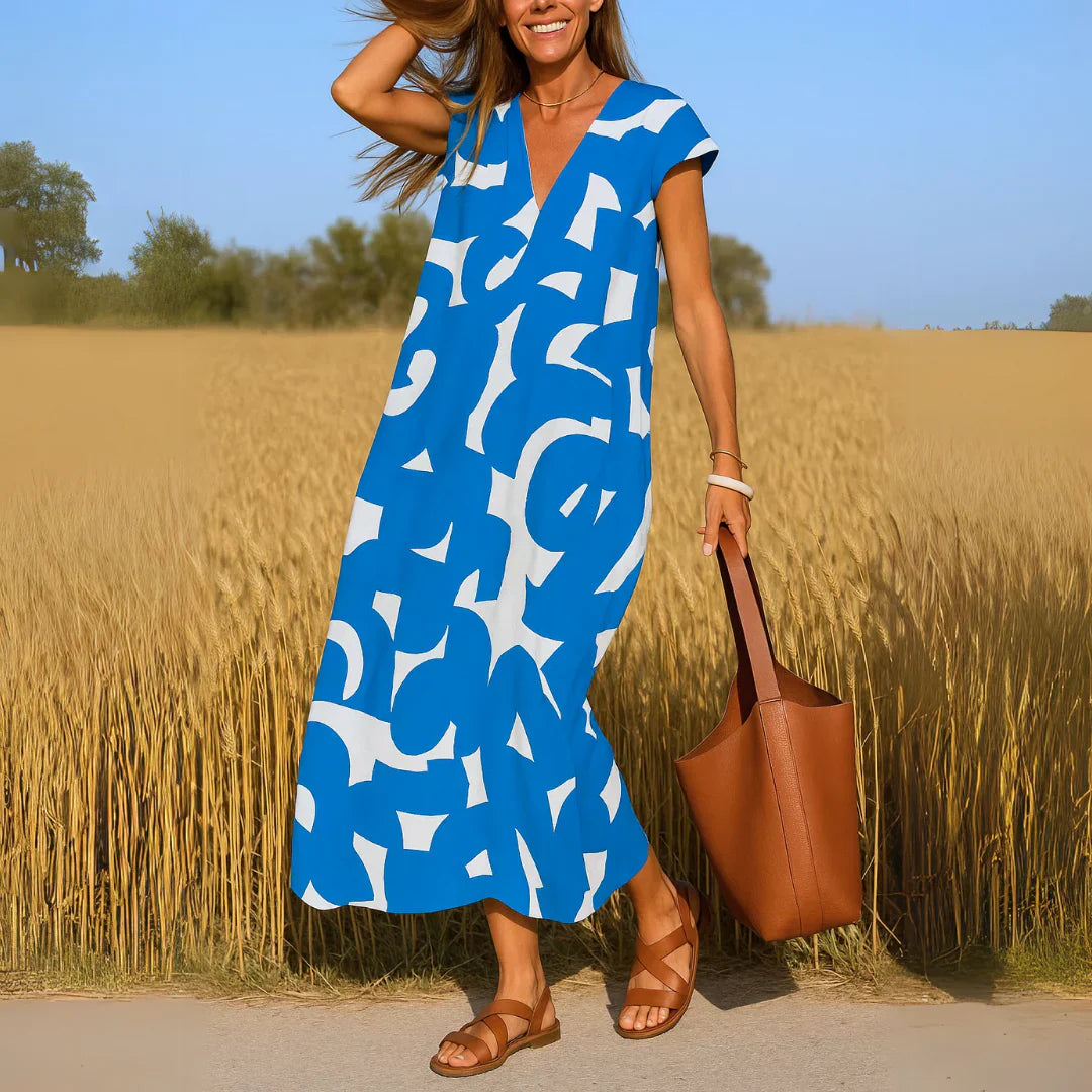 TATIANA | Cutwork maxi dress in soft-touch fabric