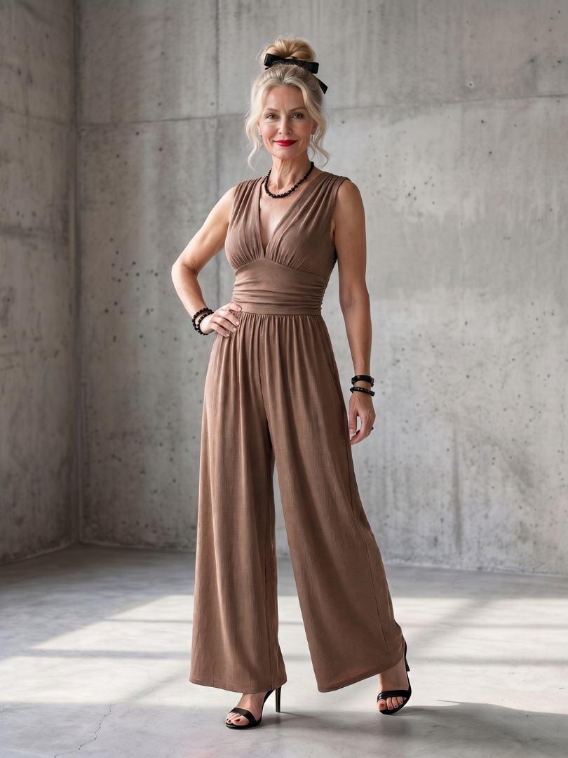 VINCENZA | Jumpsuit with wide-leg pants