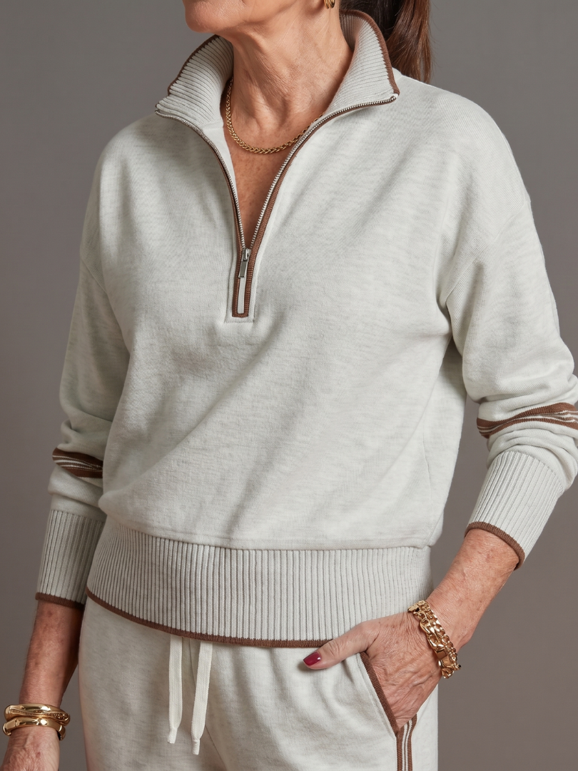 RAIN | Set with zip-neck top and wide-leg pants