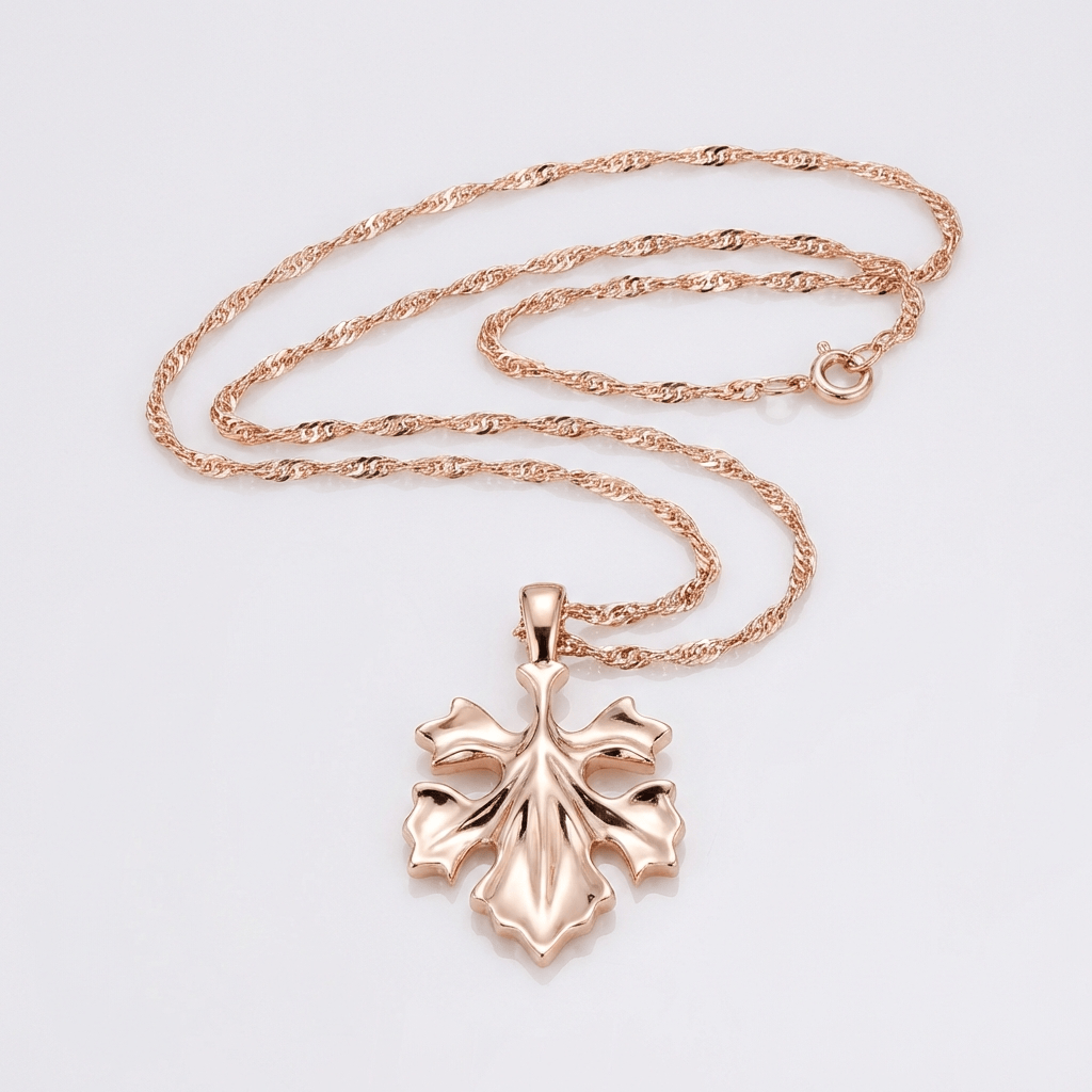 IVY | Rose gold leaf necklace with zirconia