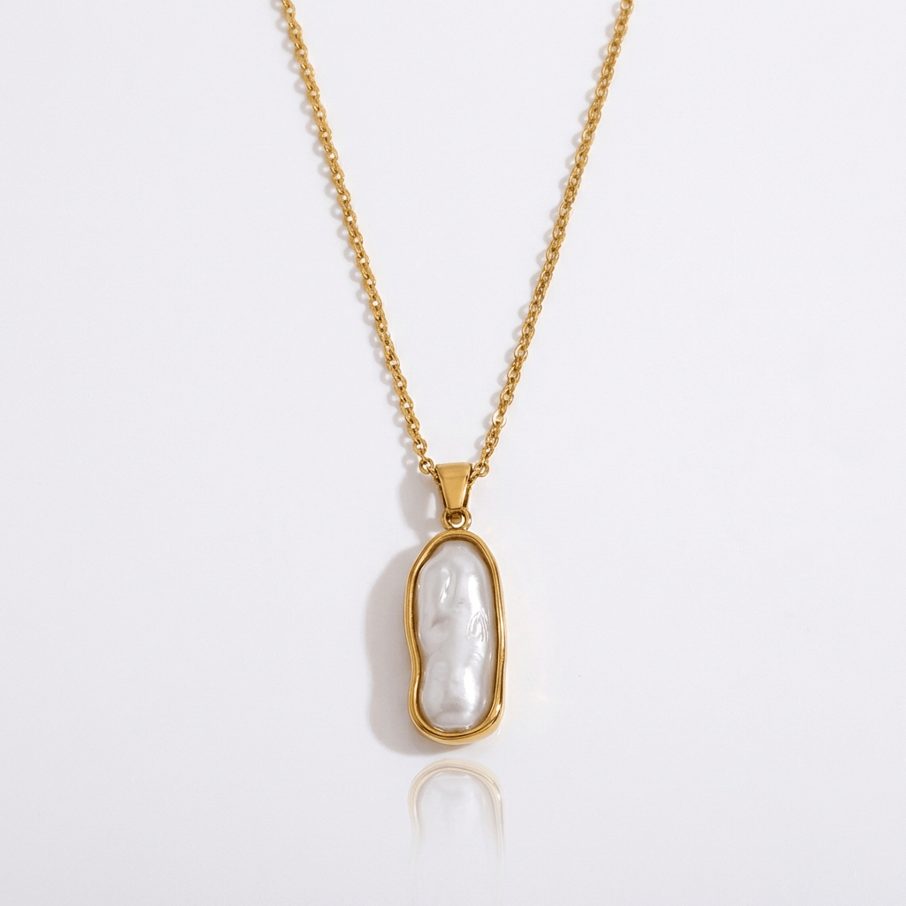 NOVA | Gold opal pendant necklace with geometric charm