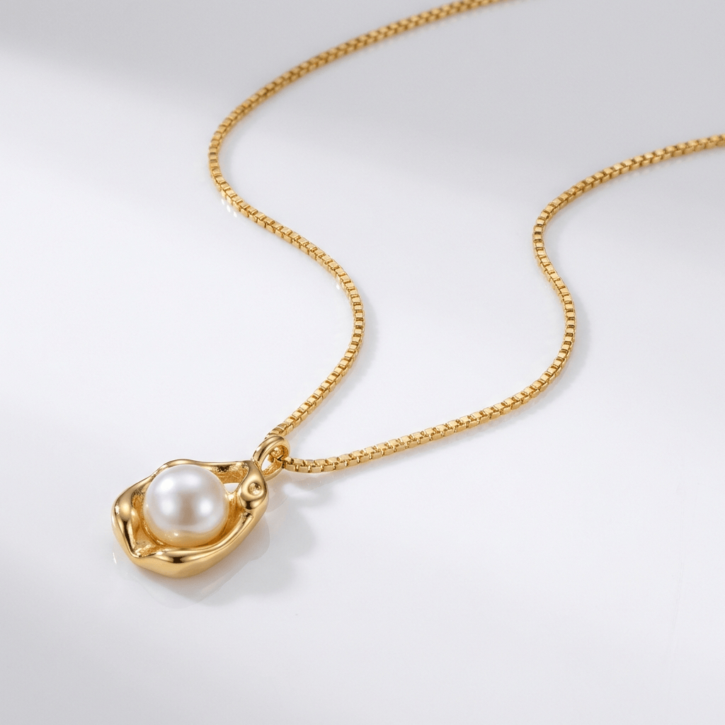 LUNA | Gold-tone pearl teardrop pendant necklace