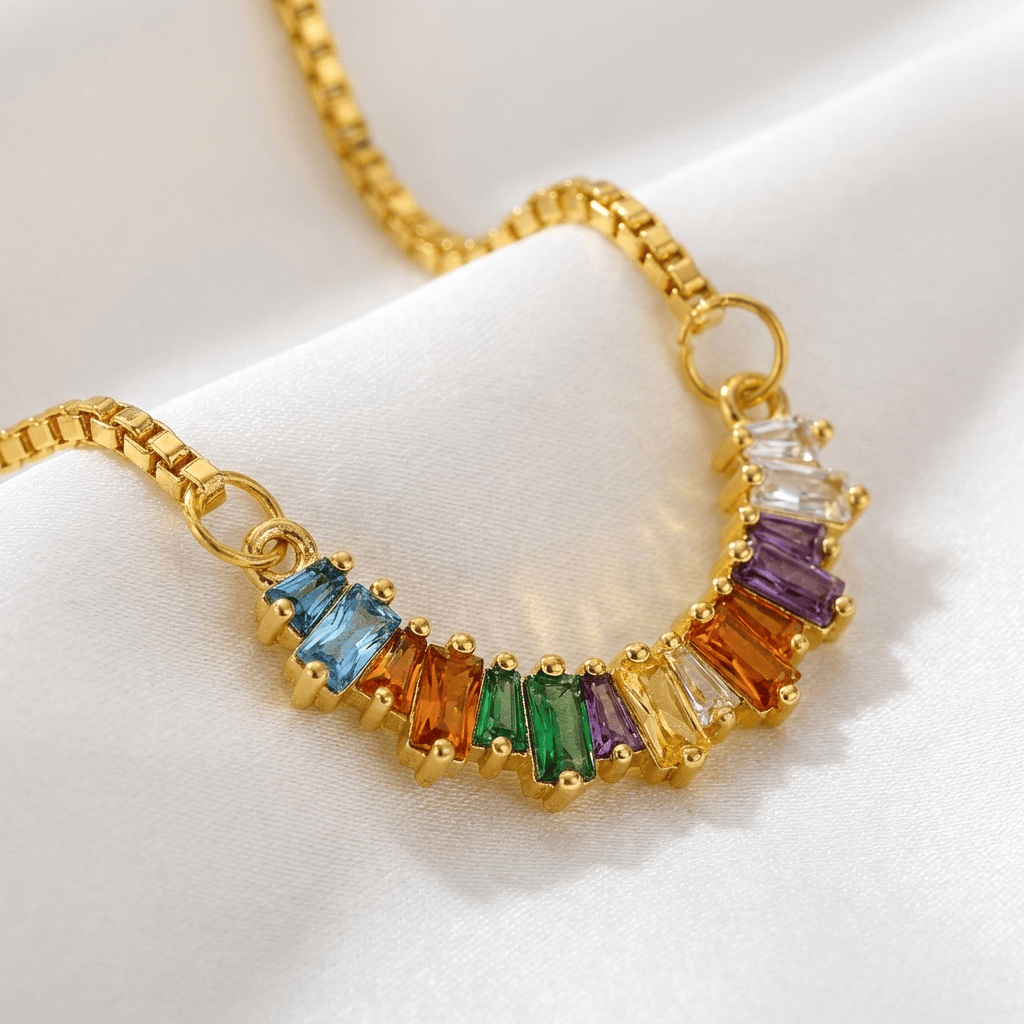 AURORA | Refined rhinestone mosaic pendant necklace