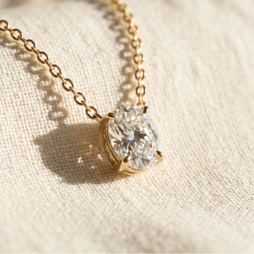 EDEN | Oval crystal solitaire pendant necklace