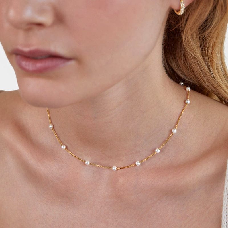 EDEN | Beaded necklace with zirconia and pearl accents