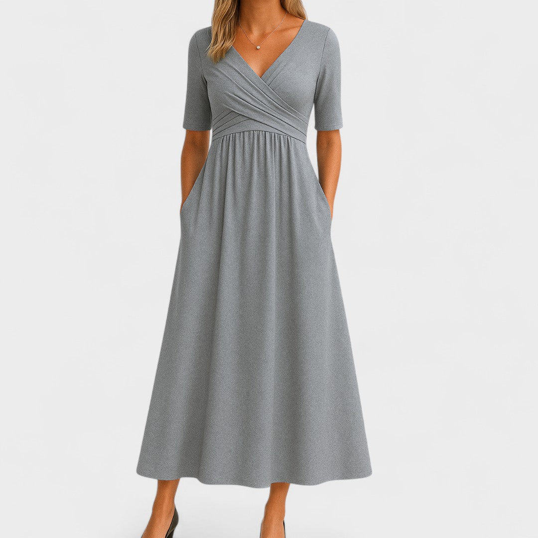 ELEANOR | Elbow-sleeve midi dress with pockets