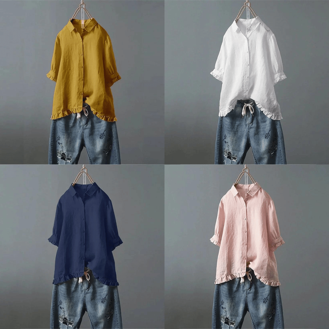 ANNA | Soft-touch blouse with cascading ruffle