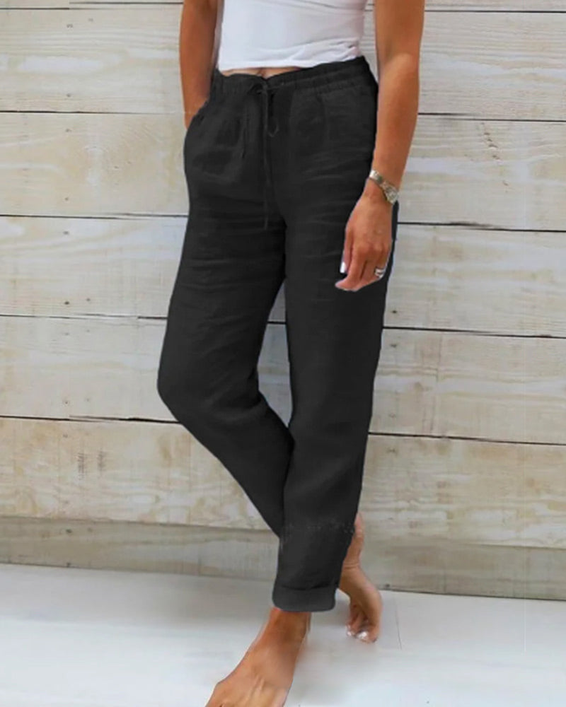 AURORA | Drawstring-waist pants with straight leg