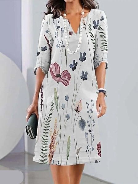 SCARLETT | Floral tiered dress with three-quarter sleeves