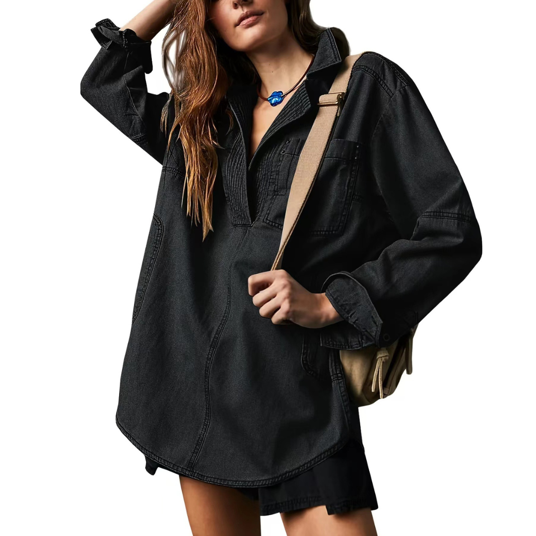 EMILIA | V-neck tunic top with button-up front