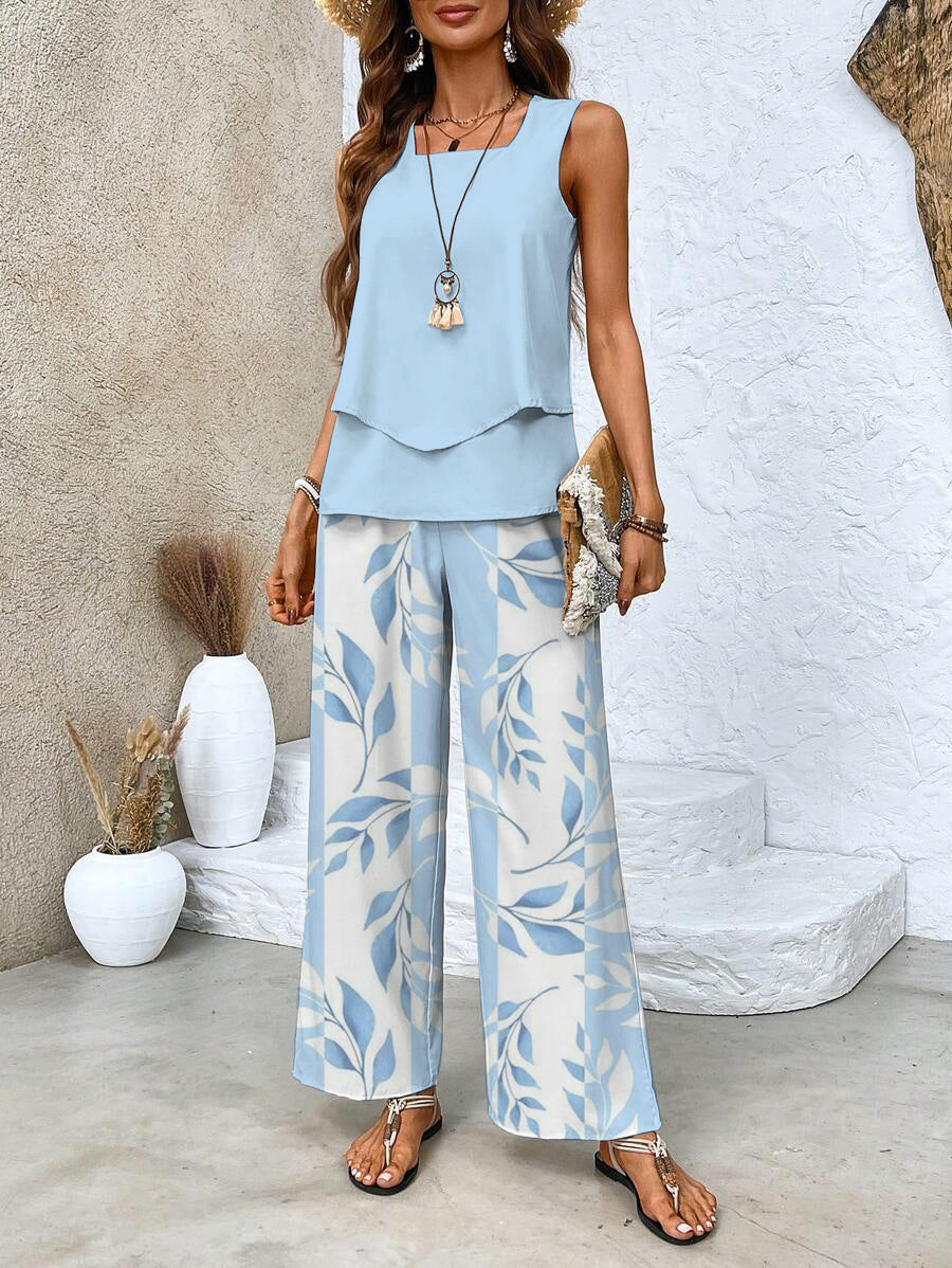 NORA | Short-sleeve set with square neckline