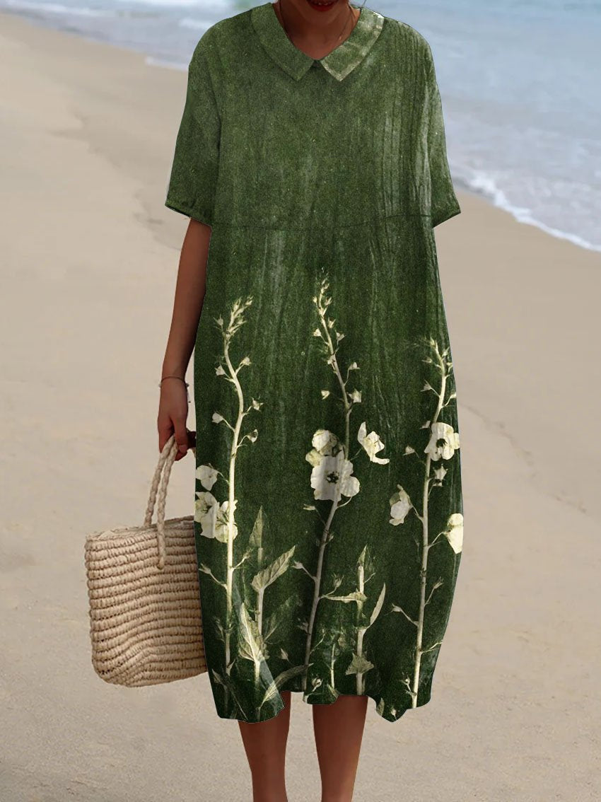 MARGARET | Flowy V-neck dress with short sleeves
