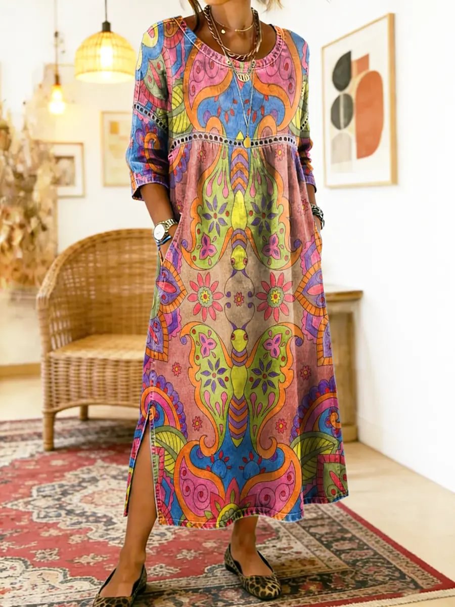 INCARNATION | Printed midi dress with loose fit