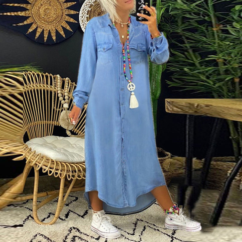 ADELINE | Button-front shirt dress in washed fabric