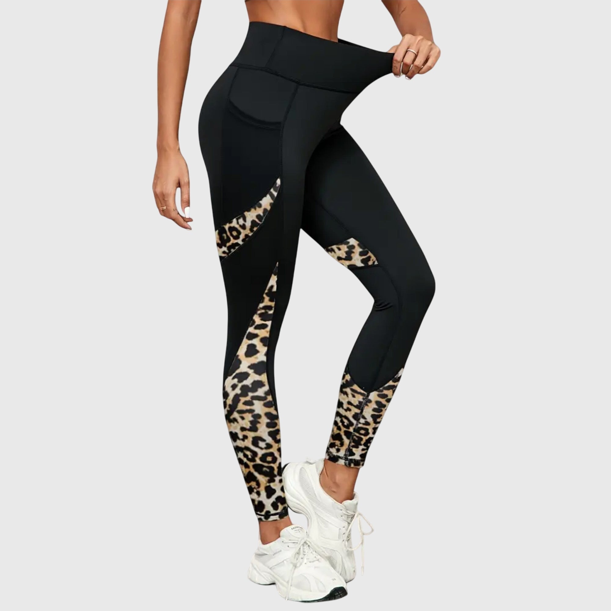 QUINN | Leopard print pants with mesh detail