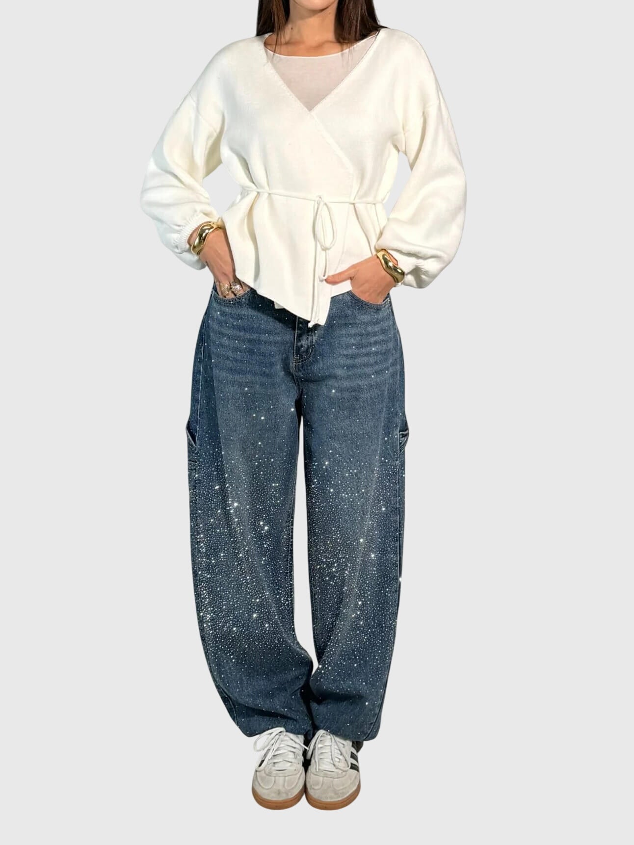 STELLA | Diamond-embellished wide-leg pants