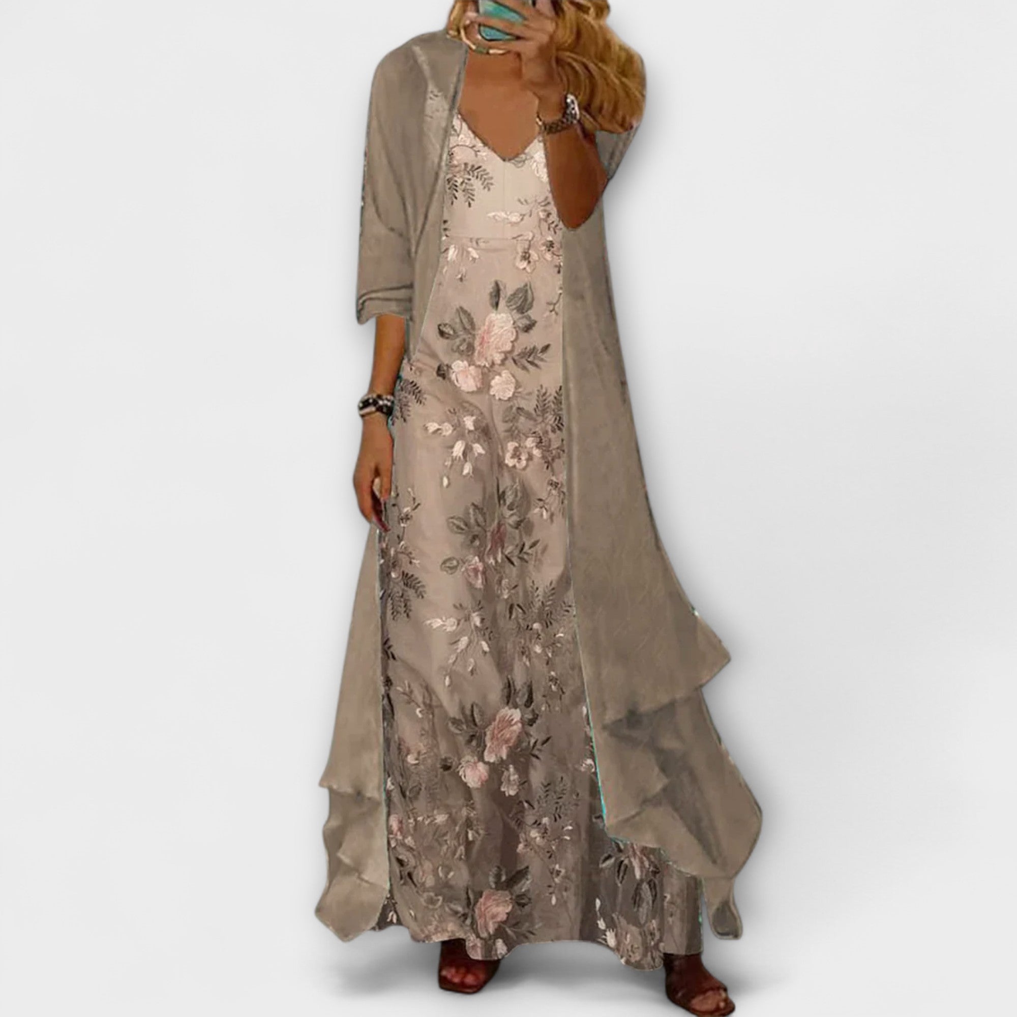 BRYLEIGH | Maxi dress set with longline jacket