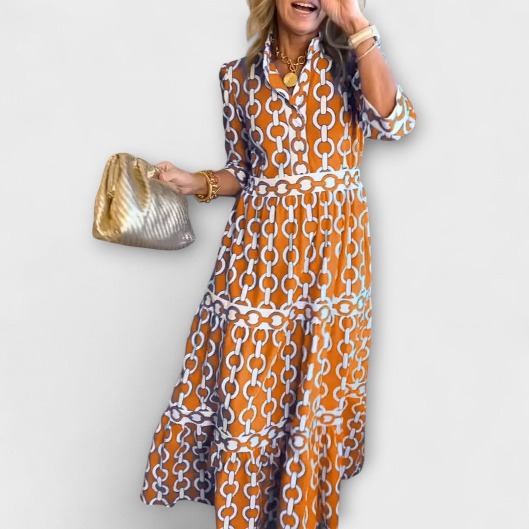 STAVROULA | Relaxed midi dress with chain print