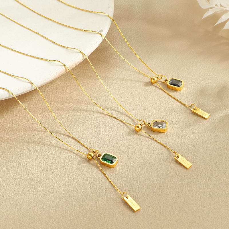 EDEN | Lariat necklace in polished titanium steel