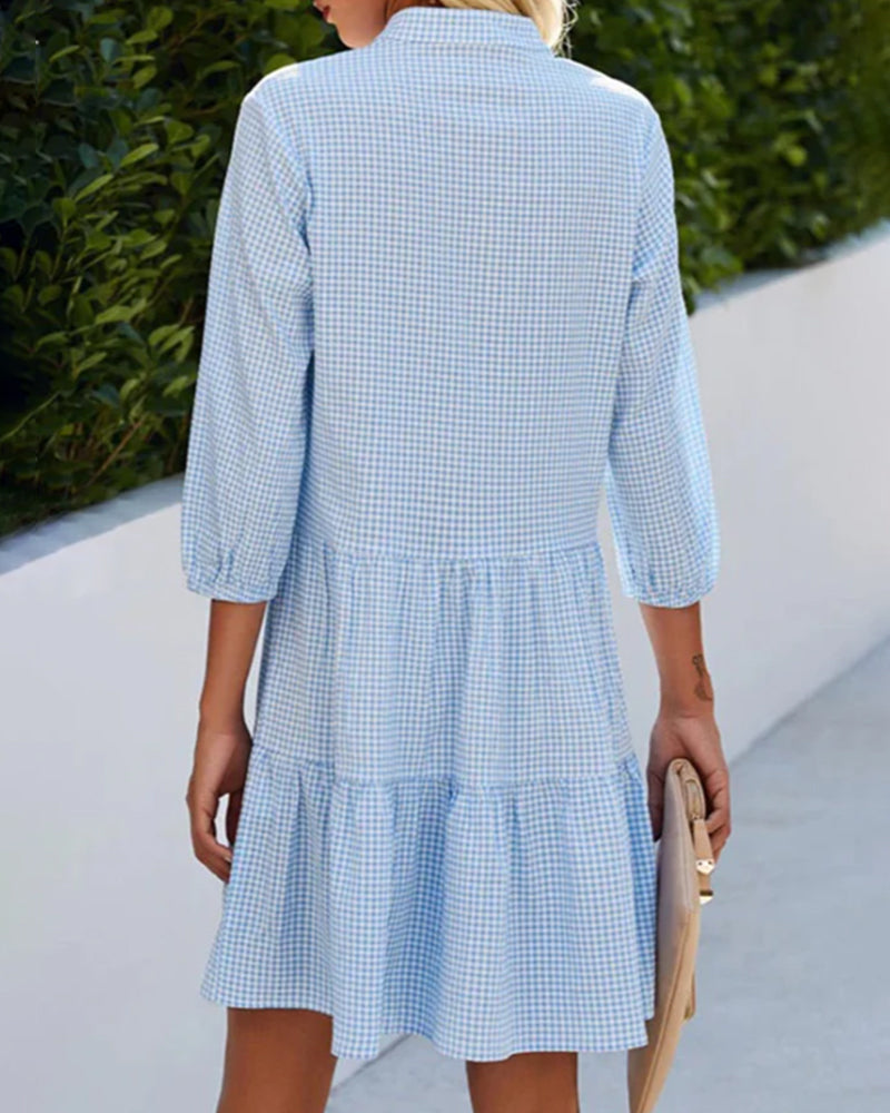 LILY | Short-sleeve shirt dress with button placket