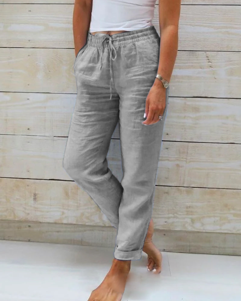 AURORA | Drawstring-waist pants with straight leg