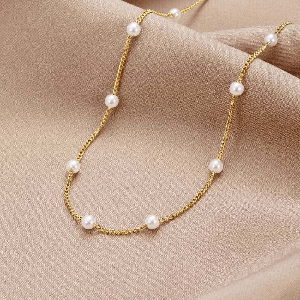 EDEN | Beaded necklace with zirconia and pearl accents