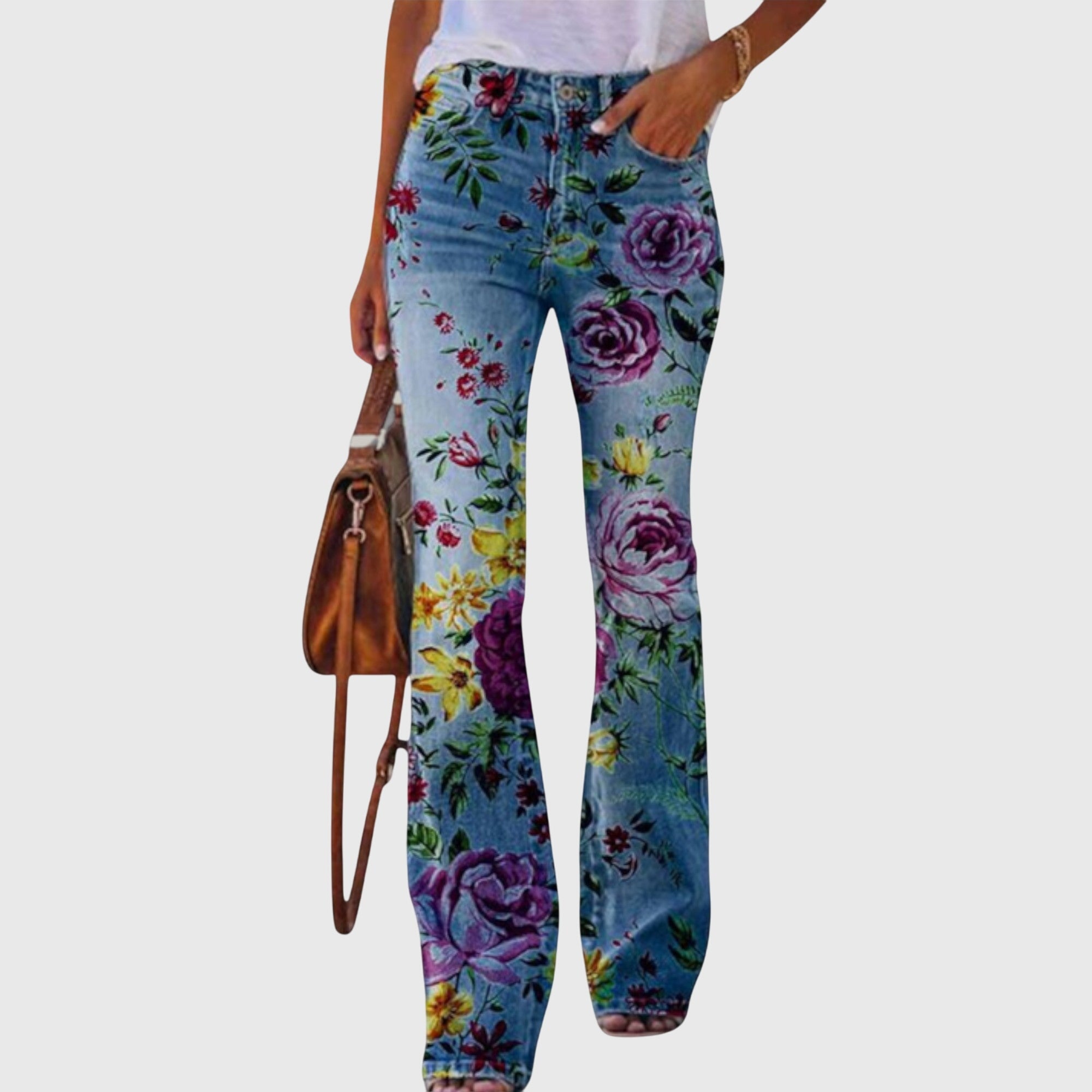 DAISY | Wide-leg pants with floral button detail