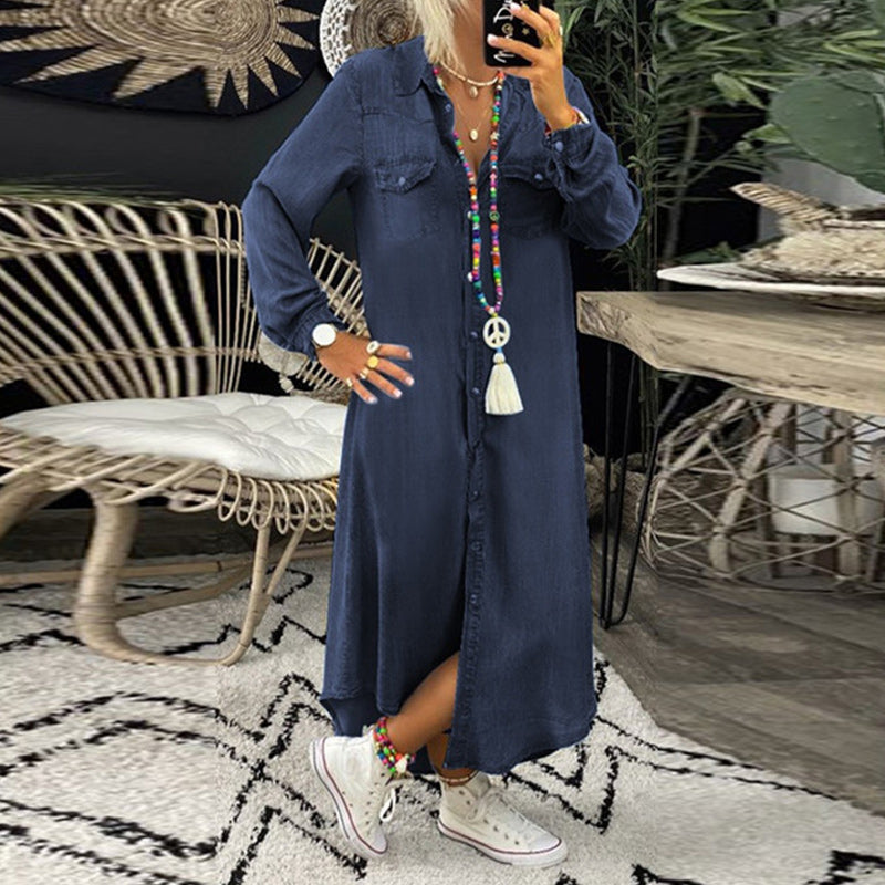 ADELINE | Button-front shirt dress in washed fabric
