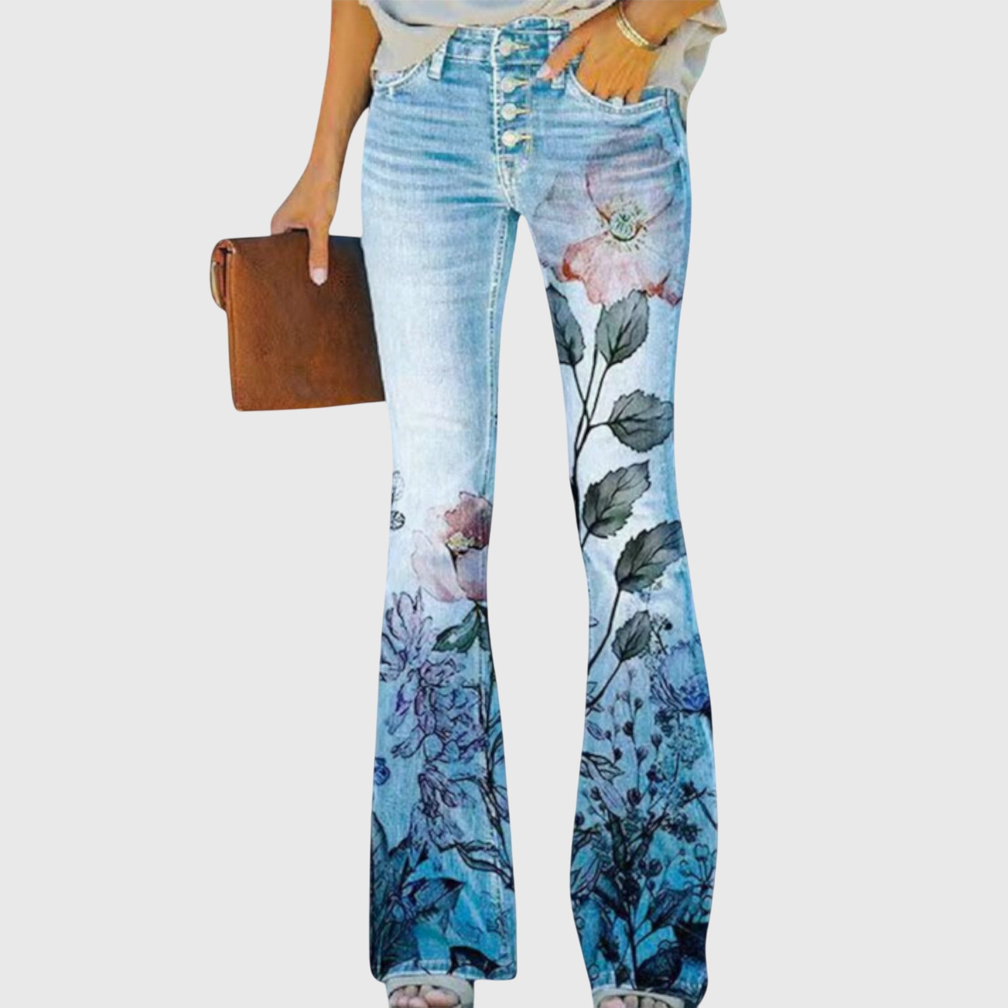 DAISY | Wide-leg pants with floral button detail