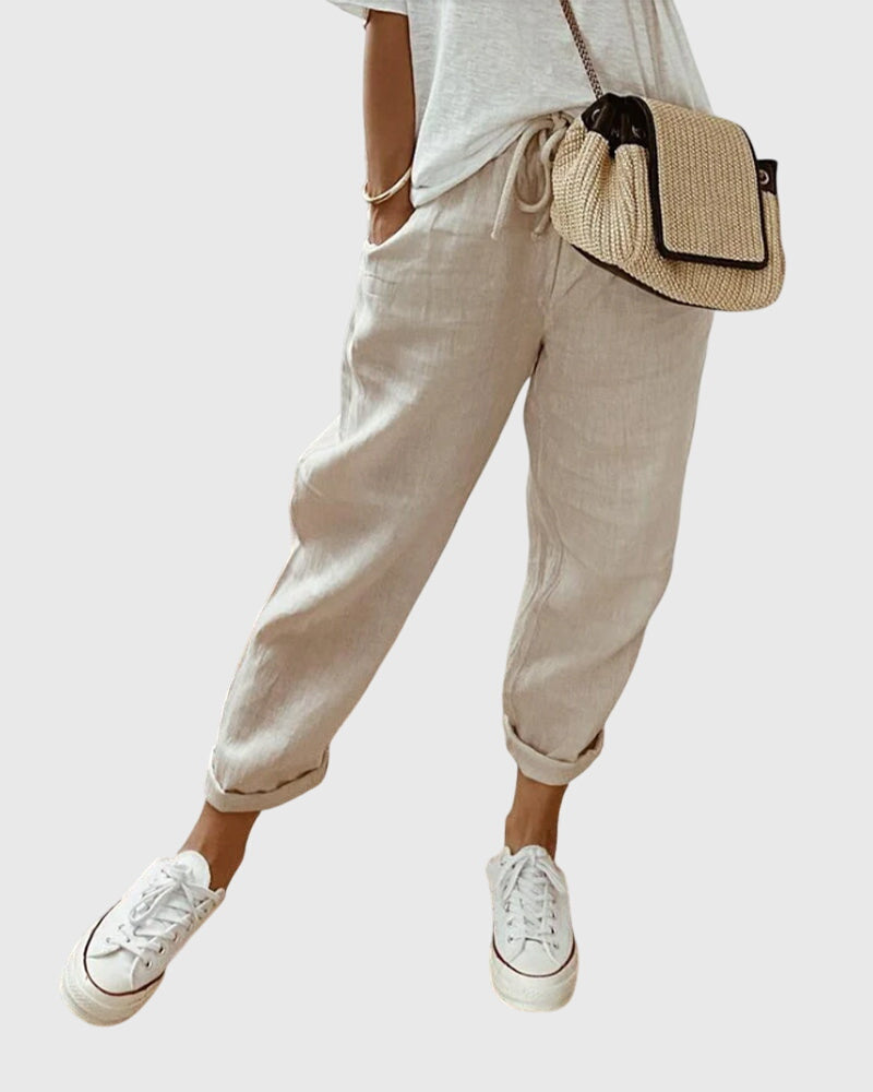 REINA | Straight-leg pants with elastic high waist