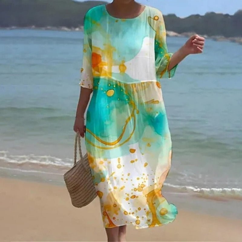 SIENNA | Midi dress with flutter sleeves and floral print