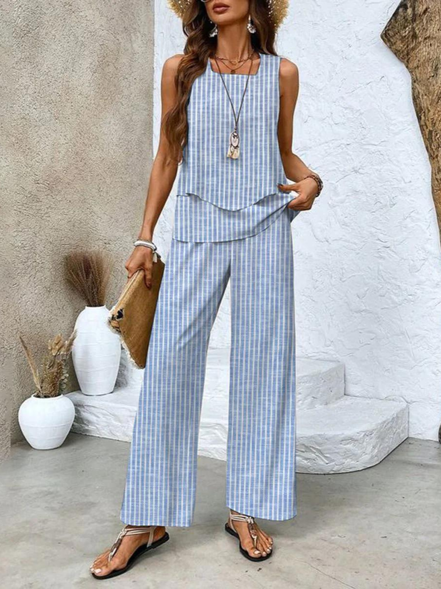 NORA | Short-sleeve set with square neckline