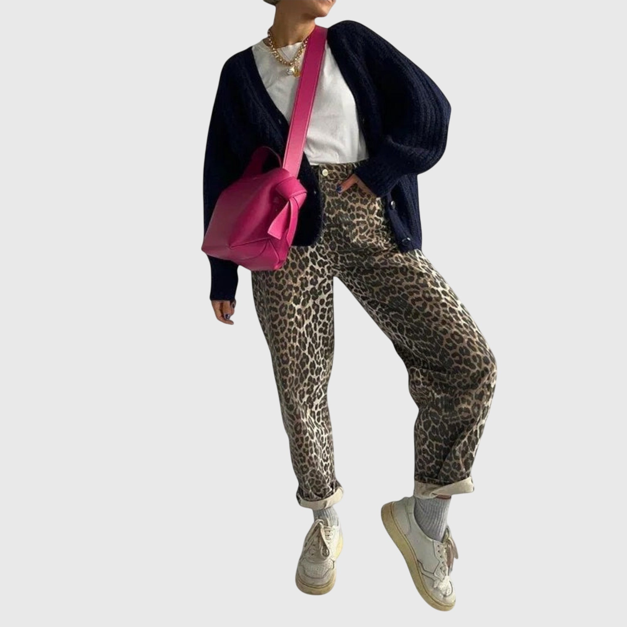 CHANDRA | Wide-leg jeans with leopard print