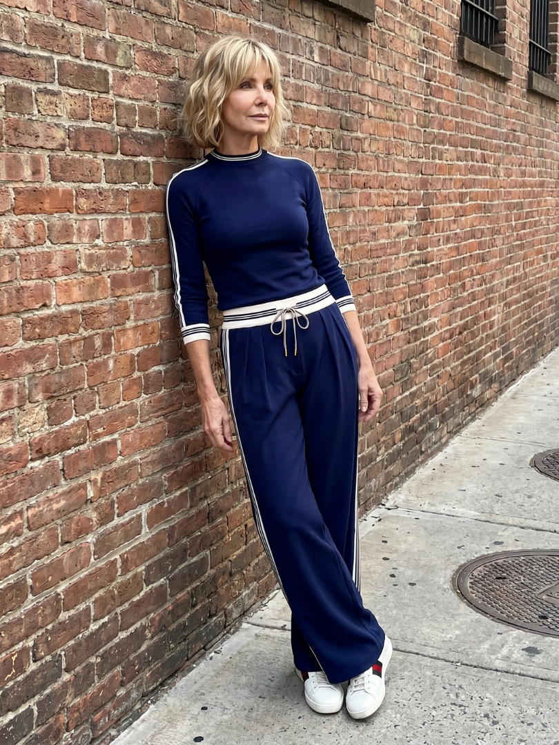 EIRLYS | Long-sleeve fitted top with wide-leg drawstring pants