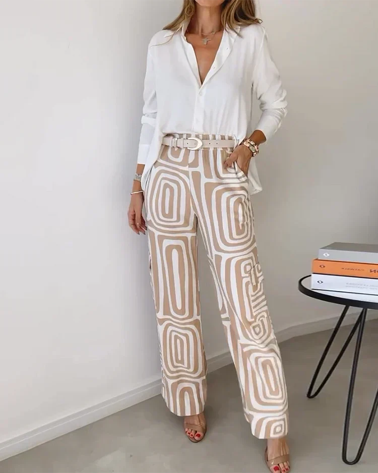 LYSA | Geometric print co-ord with wide-leg pants
