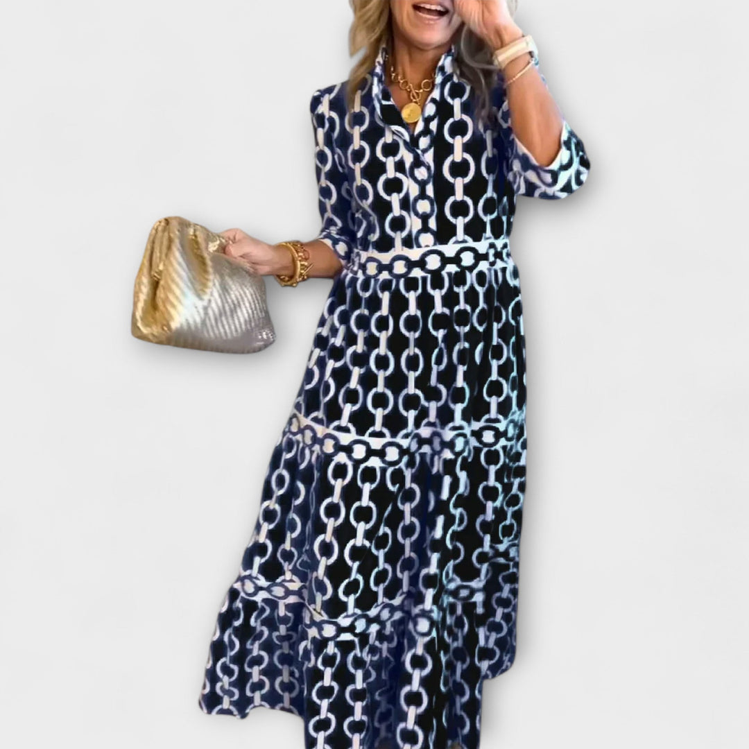 STAVROULA | Relaxed midi dress with chain print