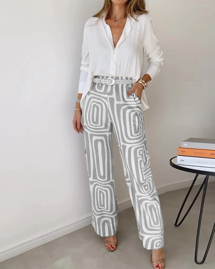 LYSA | Geometric print co-ord with wide-leg pants