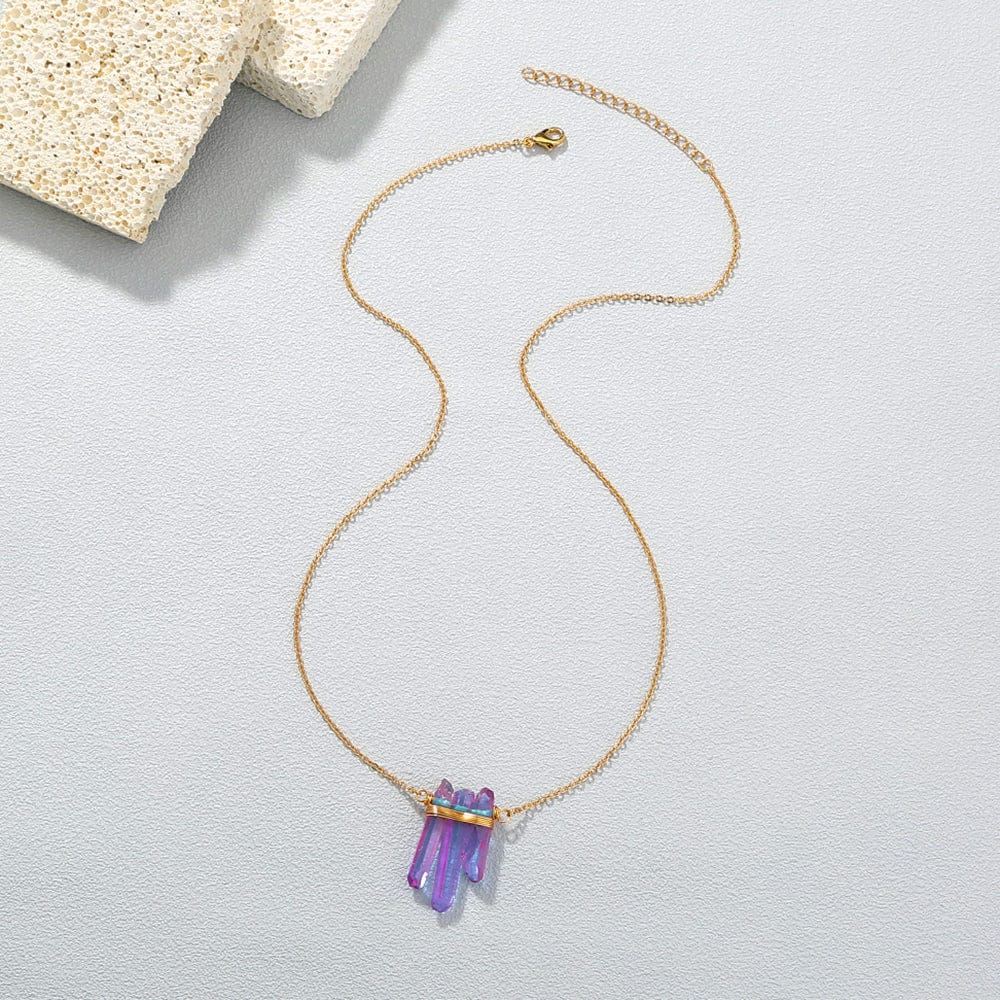 AURORA | Amethyst cluster pendant necklace in gold