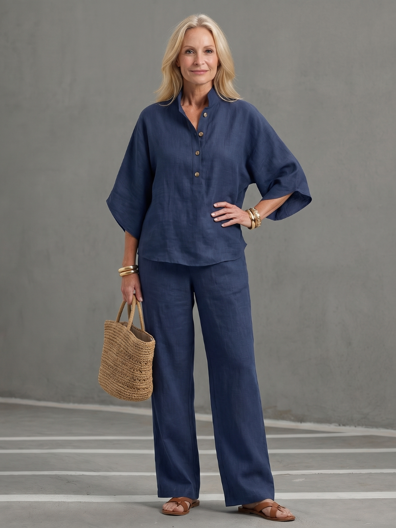 AMITY | Set with button-front tunic top
