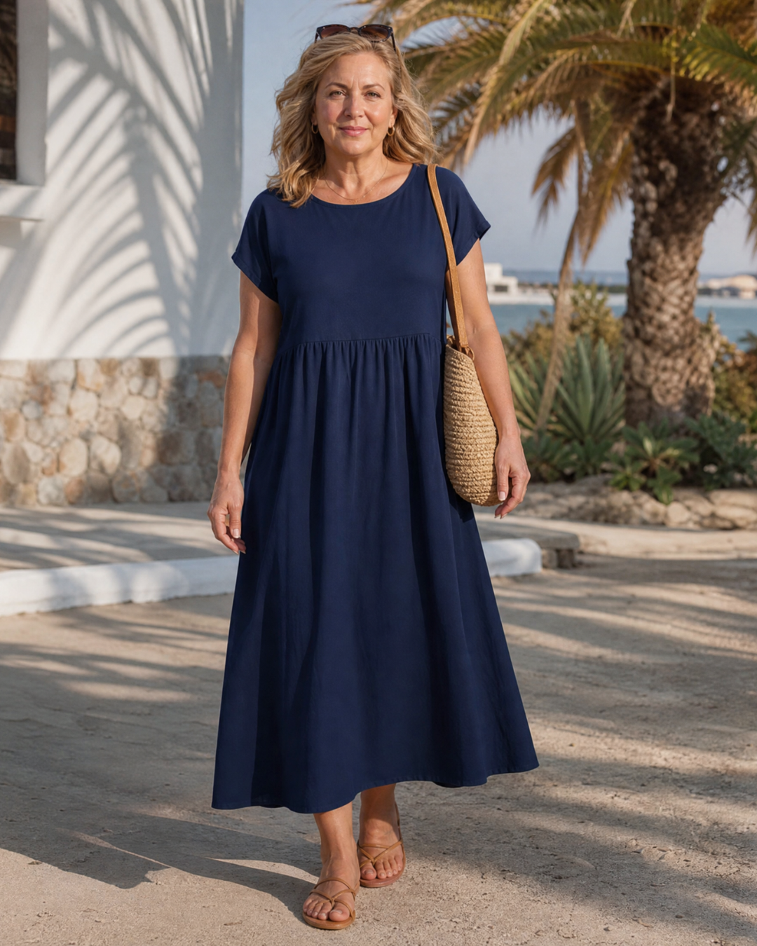 AWALINE | Relaxed midi dress with gathered waist