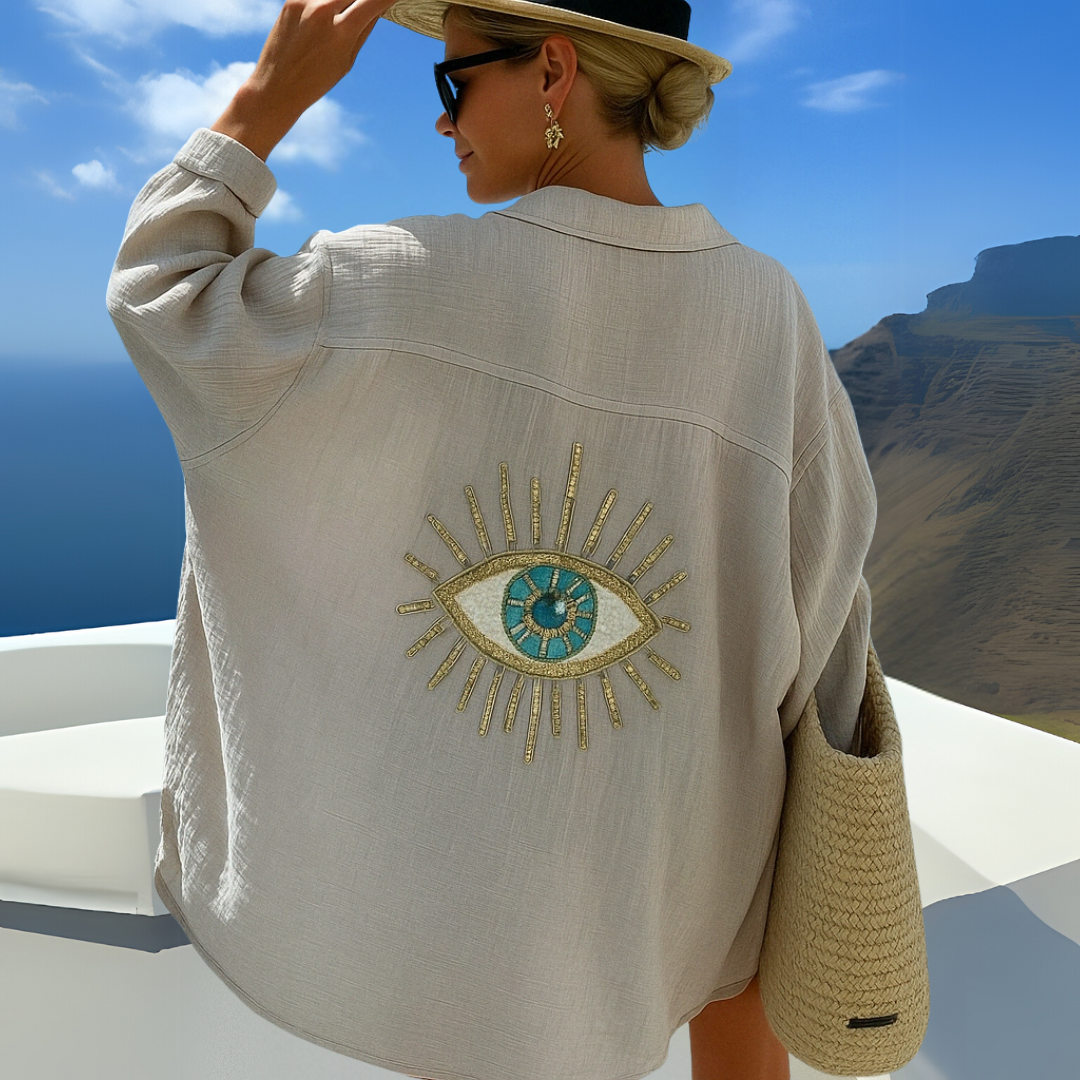 CARRIE | Oversized blouse with embroidered back detail