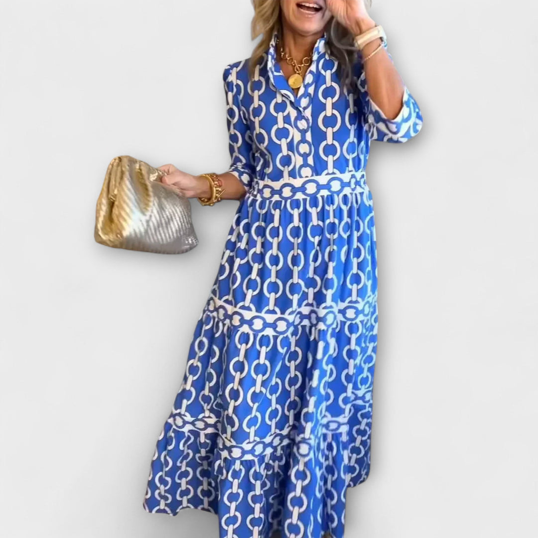 STAVROULA | Relaxed midi dress with chain print