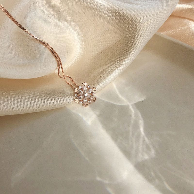 CRYSTAL | Sterling silver snowflake zirconia necklace