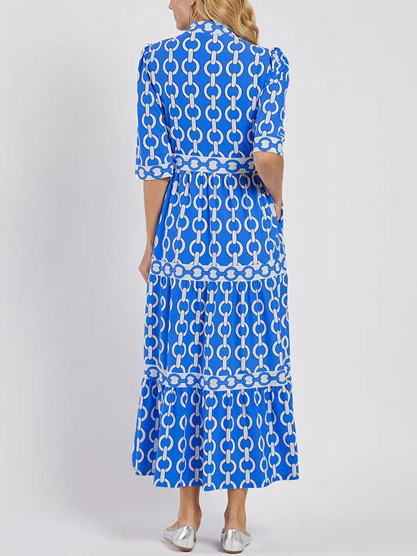 HAZEL | Three-quarter sleeve chain-link midi dress