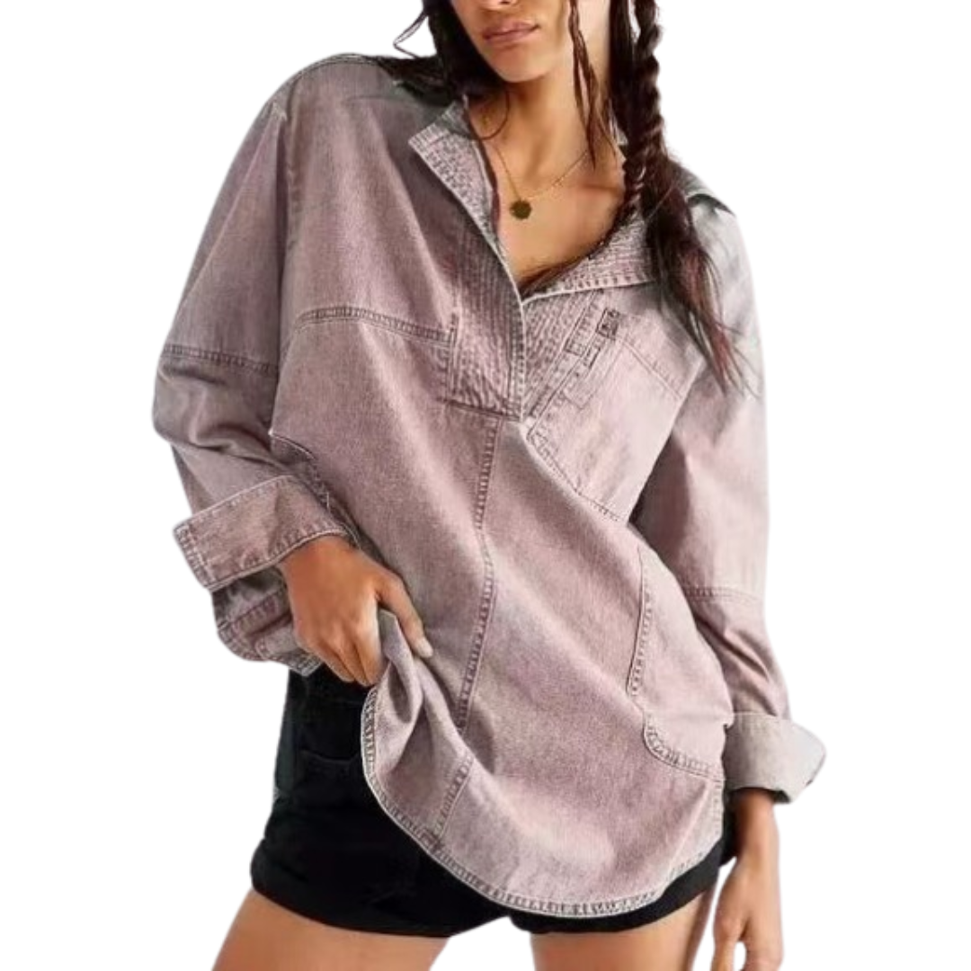 EMILIA | V-neck tunic top with button-up front